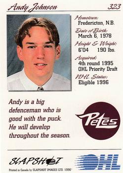 1995-96 Slapshot OHL #323 Andy Johnson Back