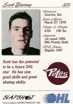 1995-96 Slapshot OHL #328 Scott Barney Back