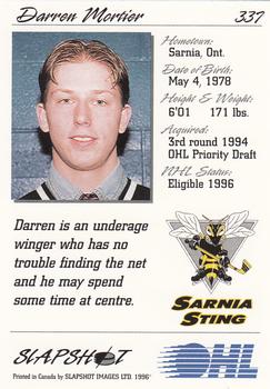 1995-96 Slapshot OHL #337 Darren Mortier Back