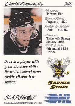 1995-96 Slapshot OHL #346 David Nemirovsky Back