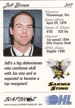 1995-96 Slapshot OHL #347 Jeff Brown Back