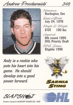 1995-96 Slapshot OHL #348 Andrew Proskurnicki Back