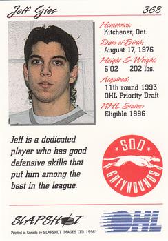 1995-96 Slapshot OHL #368 Jeff Gies Back