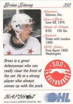 1995-96 Slapshot OHL #372 Brian Stacey Back