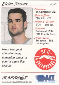 1995-96 Slapshot OHL #376 Brian Stewart Back