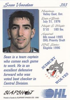 1995-96 Slapshot OHL #393 Sean Venedam Back
