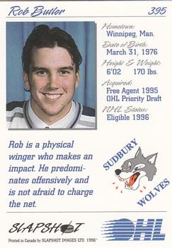 1995-96 Slapshot OHL #395 Rob Butler Back