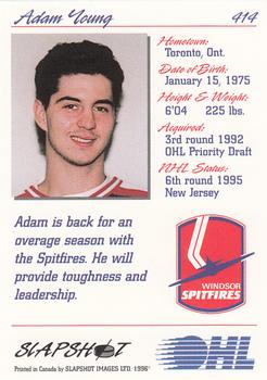 1995-96 Slapshot OHL #414 Adam Young Back