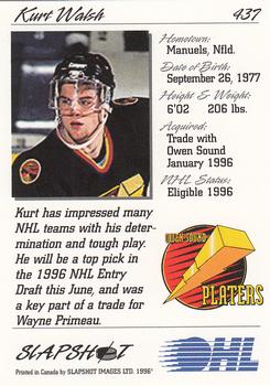 1995-96 Slapshot OHL #437 Kurt Walsh Back