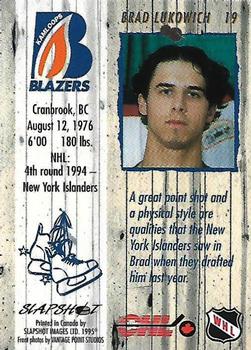 1995-96 Slapshot Memorial Cup #19 Brad Lukowich Back