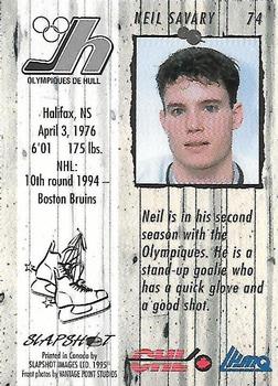 1995-96 Slapshot Memorial Cup #74 Neil Savary Back