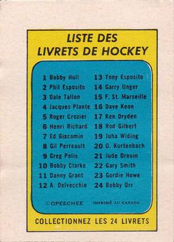 1971-72 O-Pee-Chee - Booklets French #1 Bobby Hull Back