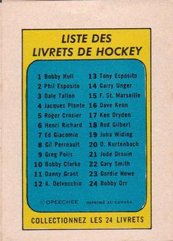 1971-72 O-Pee-Chee - Booklets French #5 Roger Crozier Back