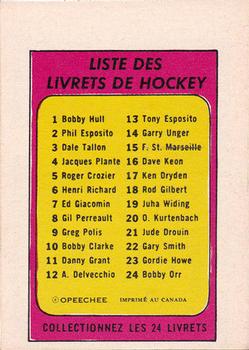 1971-72 O-Pee-Chee - Booklets French #11 Danny Grant Back
