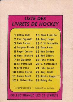 1971-72 O-Pee-Chee - Booklets French #14 Garry Unger Back