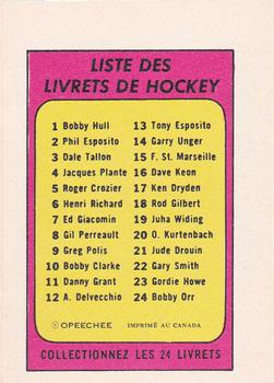 1971-72 O-Pee-Chee - Booklets French #19 Juha Widing Back