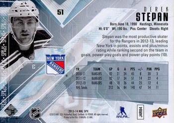 2013-14 SPx #51 Derek Stepan Back