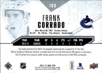 2013-14 SPx #103 Frank Corrado Back