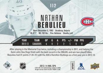 2013-14 SPx #112 Nathan Beaulieu Back