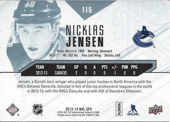 2013-14 SPx #115 Nicklas Jensen Back