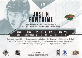 2013-14 SPx #129 Justin Fontaine Back