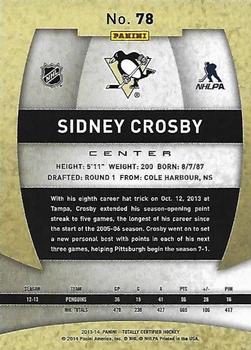2013-14 Panini Totally Certified #78 Sidney Crosby Back