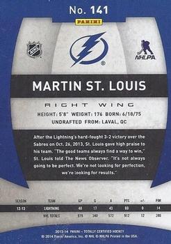2013-14 Panini Totally Certified #141 Martin St. Louis Back