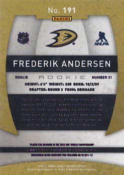 2013-14 Panini Totally Certified #191 Frederik Andersen Back