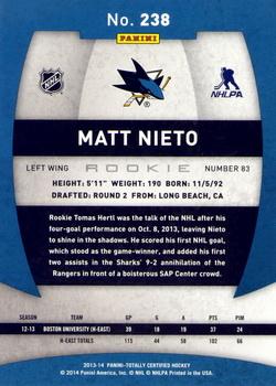 2013-14 Panini Totally Certified #238 Matt Nieto Back