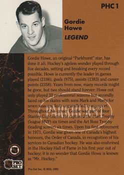 1991-92 Parkhurst - Collectibles #PHC1 Gordie Howe Back