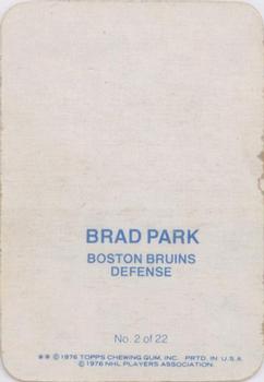1976-77 Topps - Glossy Inserts #2 Brad Park Back