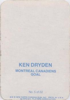 1976-77 Topps - Glossy Inserts #5 Ken Dryden Back