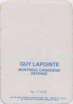 1976-77 Topps - Glossy Inserts #17 Guy Lapointe Back