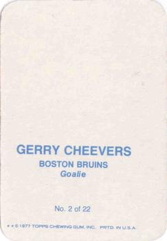 1977-78 Topps - Glossy Inserts (Rounded Corners) #2 Gerry Cheevers Back