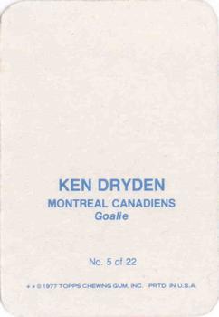 1977-78 Topps - Glossy Inserts (Rounded Corners) #5 Ken Dryden Back