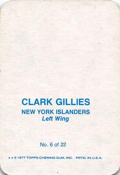 1977-78 Topps - Glossy Inserts (Rounded Corners) #6 Clark Gillies Back