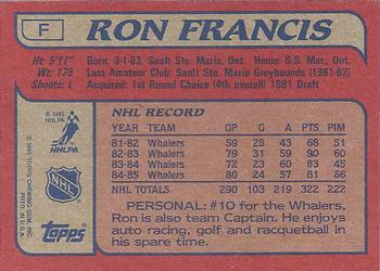 1985-86 Topps - Wax Box Bottom Panels Singles #F Ron Francis Back