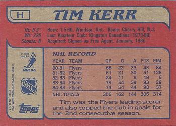 1985-86 Topps - Wax Box Bottom Panels Singles #H Tim Kerr Back