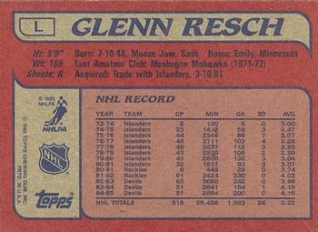 1985-86 Topps - Wax Box Bottom Panels Singles #L Glenn Resch Back