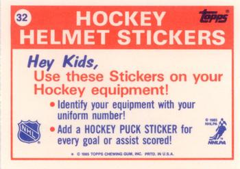 1985-86 Topps - Stickers #32 New York Islanders Back