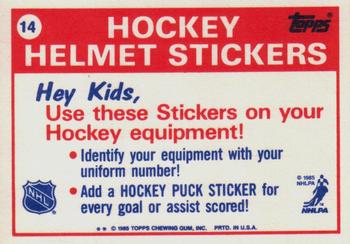 1985-86 Topps - Stickers #14 Buffalo Sabres Back