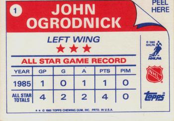 1985-86 Topps - Stickers #1 John Ogrodnick Back