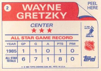 1985-86 Topps - Stickers #2 Wayne Gretzky Back