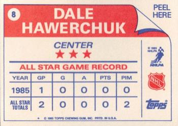 1985-86 Topps - Stickers #8 Dale Hawerchuk Back
