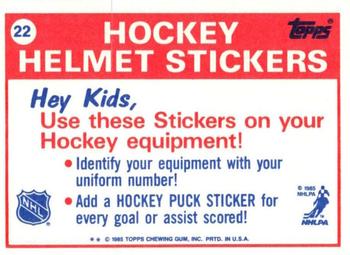 1985-86 Topps - Stickers #22 Los Angeles Kings Back