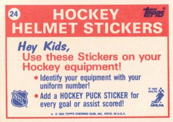1985-86 Topps - Stickers #24 Vancouver Canucks Back