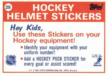 1985-86 Topps - Stickers #28 St. Louis Blues Back