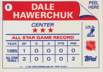 1985-86 Topps - Stickers #8 Dale Hawerchuk Back