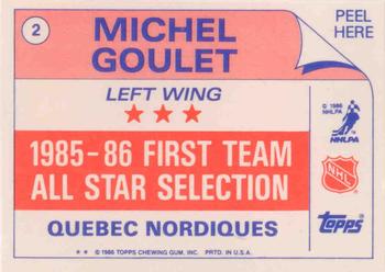 1986-87 Topps - Stickers #2 Michel Goulet Back