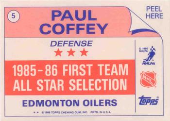 1986-87 Topps - Stickers #5 Paul Coffey Back